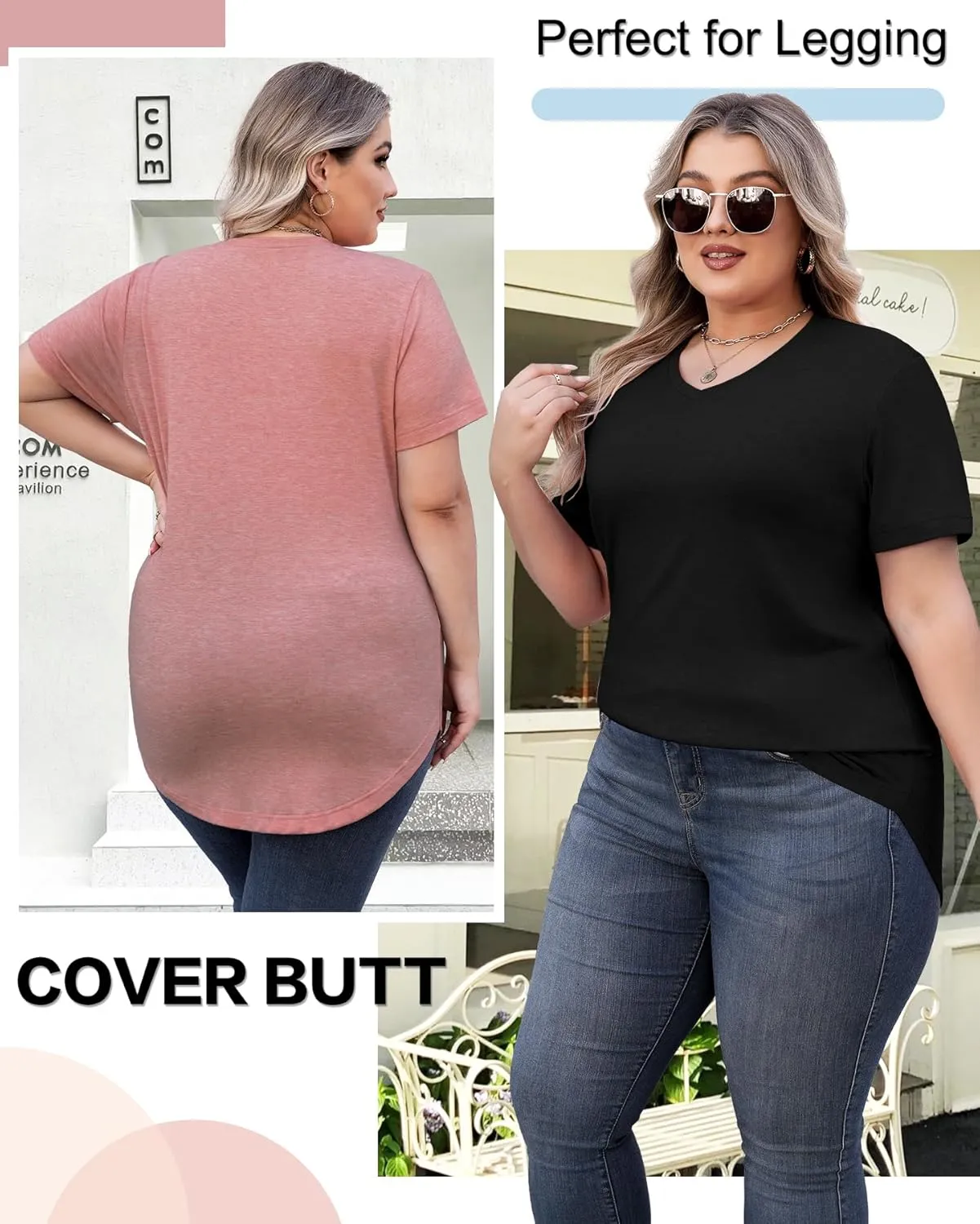 4 Pack Womens Tops Basic Summer V Neck T Shirts Short Sleeve Tshirts Shirts Casual Loose Fit Tops 2025 Trendy Clothes