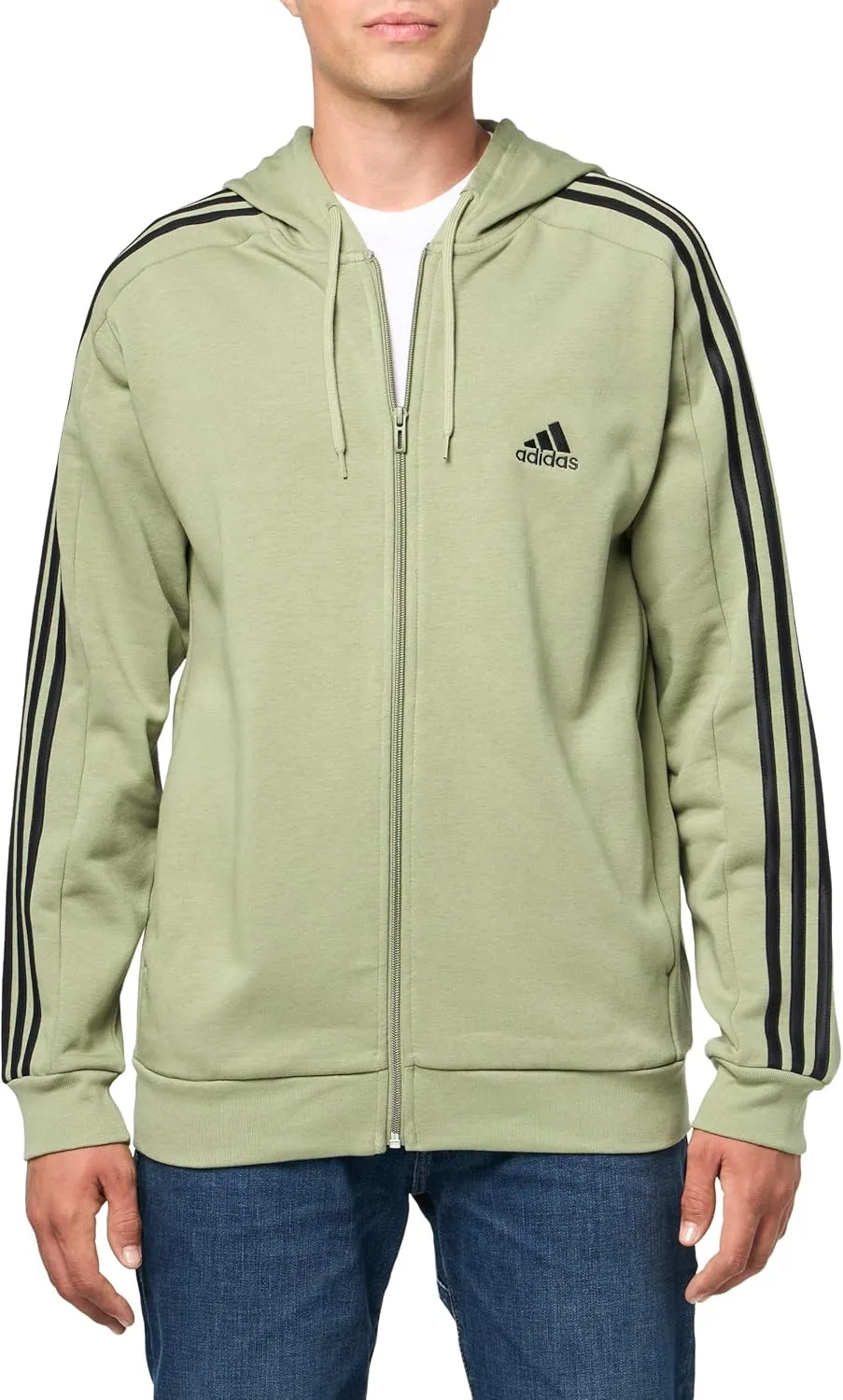 adidas Men's Essentials 3-Stripes Fleece Full-Zip Hoodie