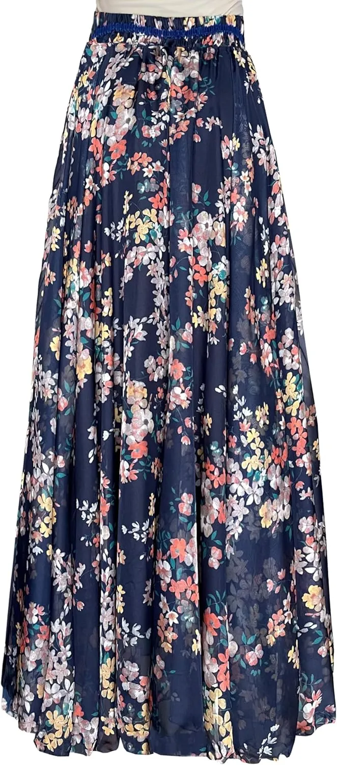Afibi Women Full/Ankle Length Blending Maxi Chiffon Long Skirt Beach Skirt