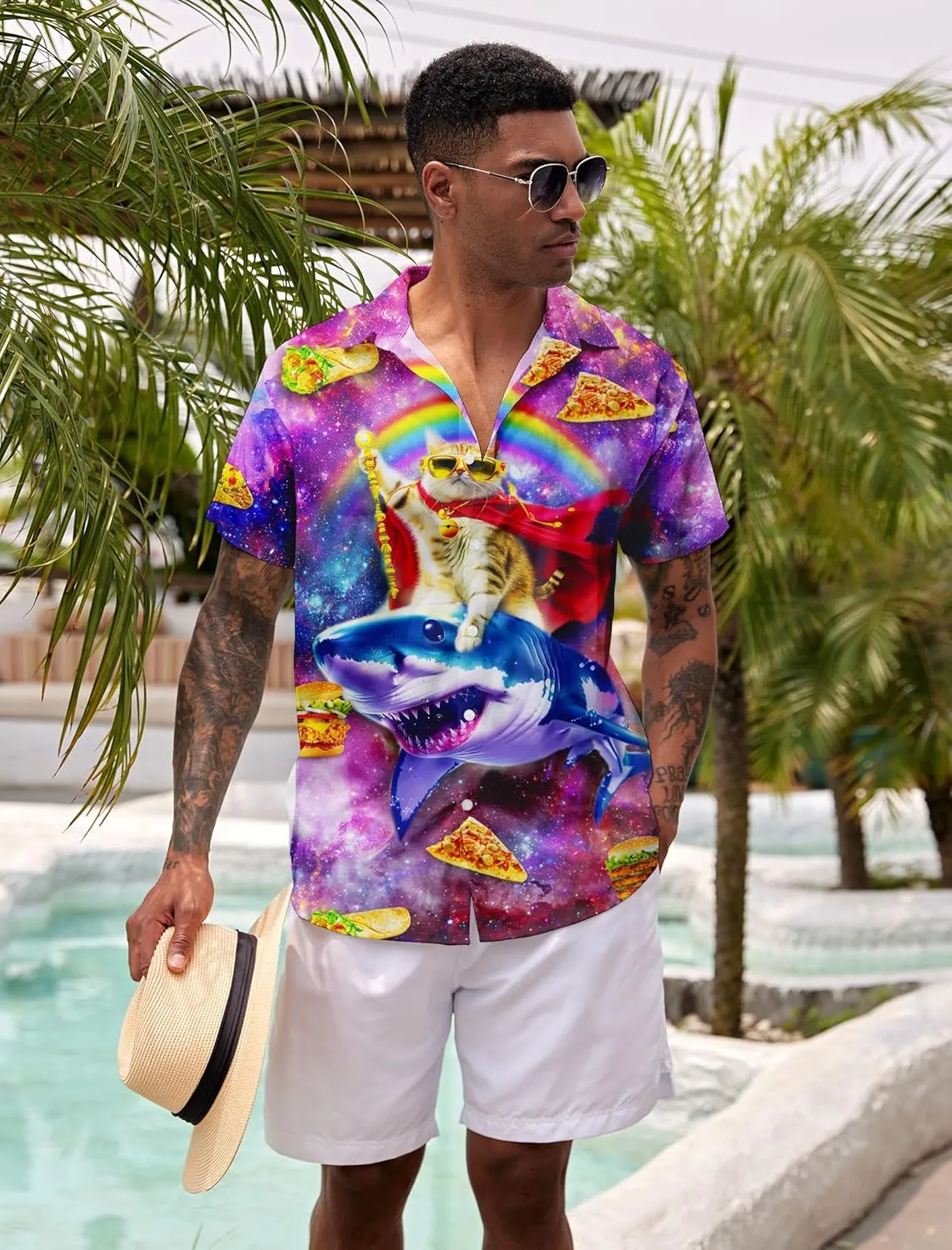 ALISISTER Mens Button Down Short Sleeve Dress Shirt Novelty Hawaiian Holiday Summer Funny Tops