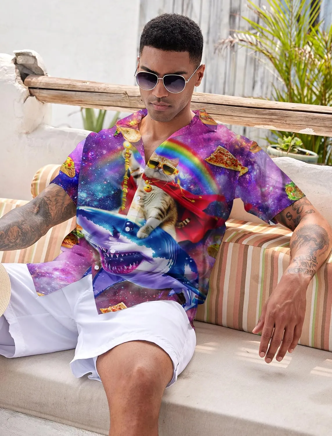 ALISISTER Mens Button Down Short Sleeve Dress Shirt Novelty Hawaiian Holiday Summer Funny Tops