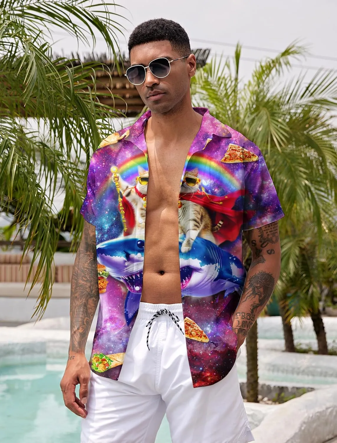 ALISISTER Mens Button Down Short Sleeve Dress Shirt Novelty Hawaiian Holiday Summer Funny Tops