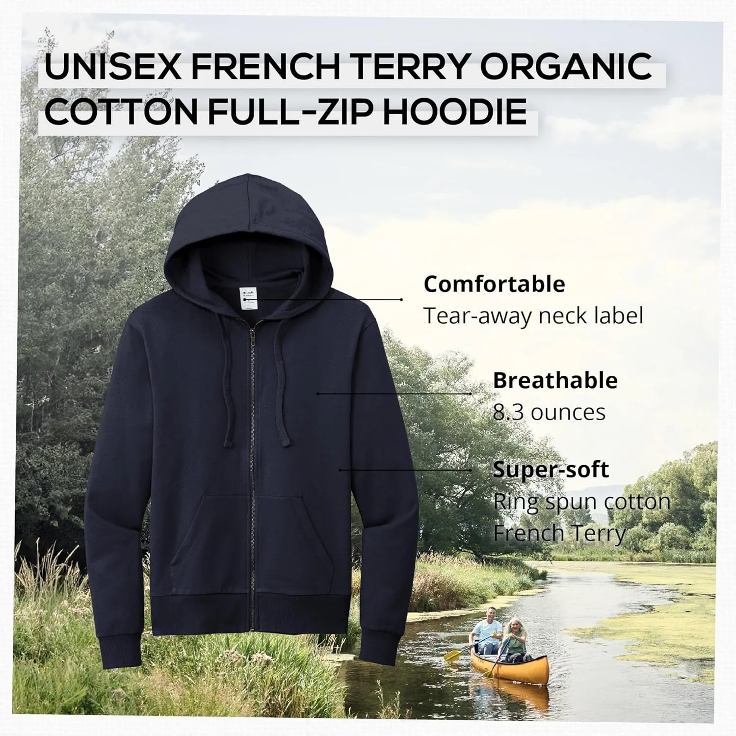 Allmade Unisex Organic French Terry Full-Zip Hoodie