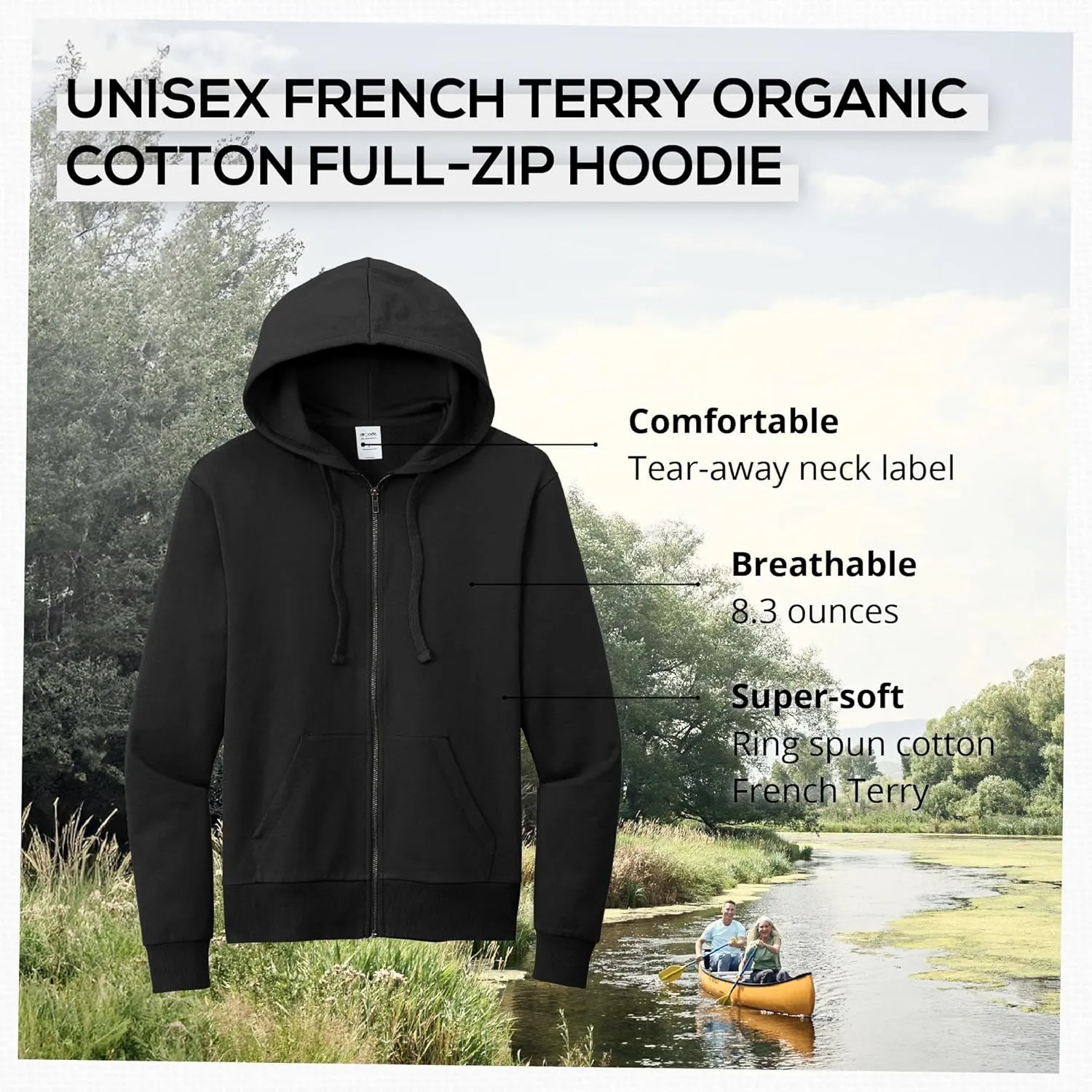 Allmade Unisex Organic French Terry Full-Zip Hoodie