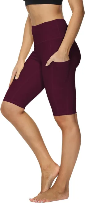 ALONG FIT Women High Waisted Biker Shorts Tummy Control Workout Yoga Shorts with Pockets Athletic Workout Running