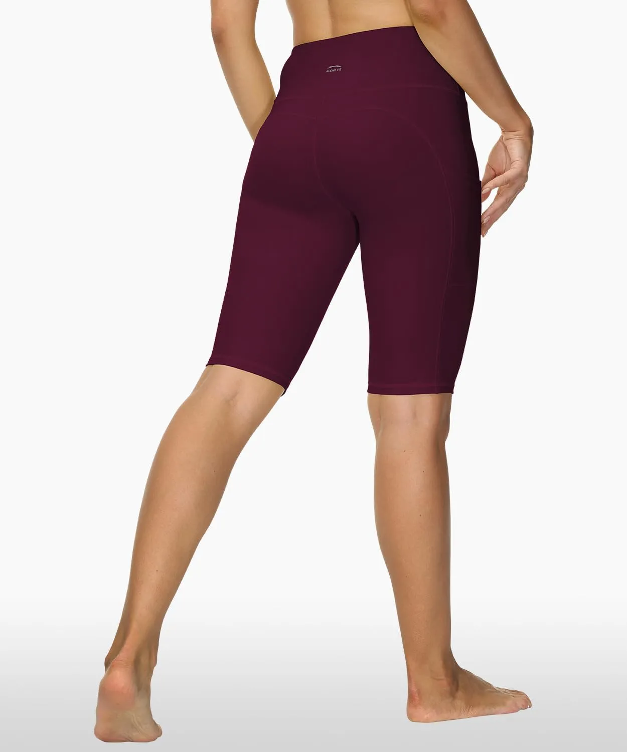 ALONG FIT Women High Waisted Biker Shorts Tummy Control Workout Yoga Shorts with Pockets Athletic Workout Running
