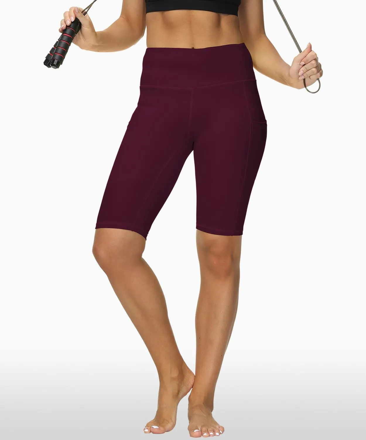 ALONG FIT Women High Waisted Biker Shorts Tummy Control Workout Yoga Shorts with Pockets Athletic Workout Running