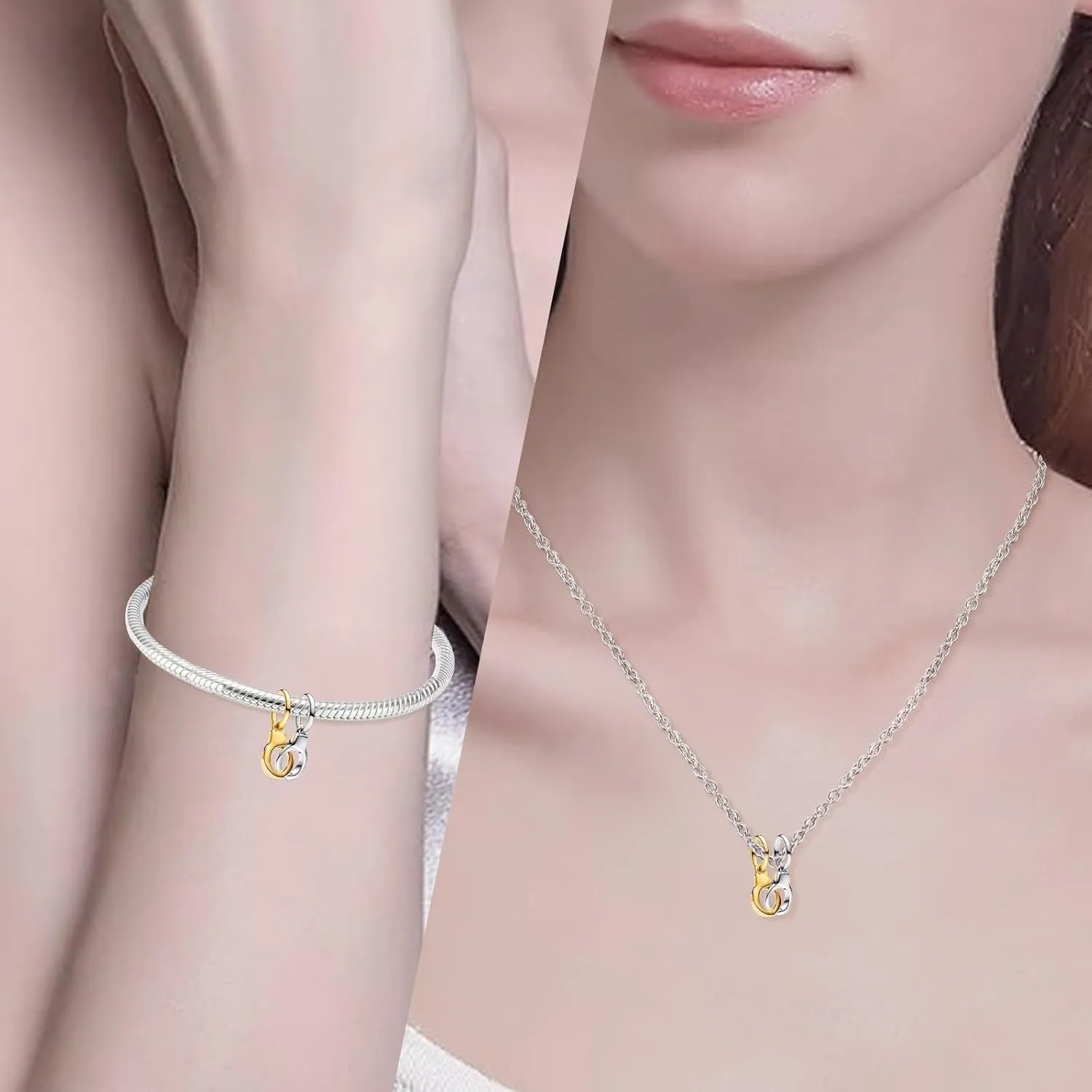 Charms Beads 925 Sterling Silver Gold Love Murano Glass Dangle Pendant with 5A Cubic fits for Charms Bracelets for Woman Girl Mother's Day Christmas Birthday Gift