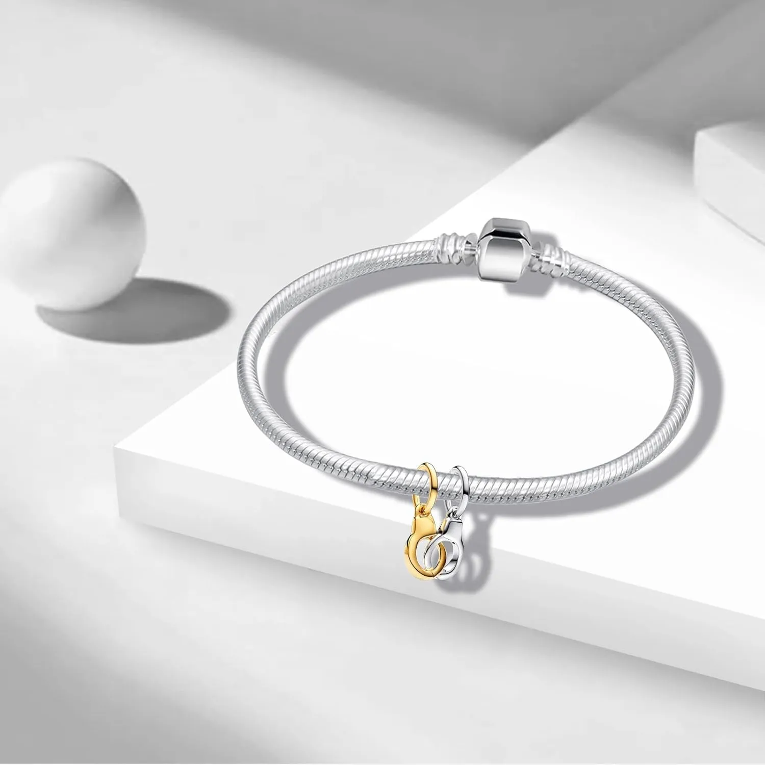 Charms Beads 925 Sterling Silver Gold Love Murano Glass Dangle Pendant with 5A Cubic fits for Charms Bracelets for Woman Girl Mother's Day Christmas Birthday Gift