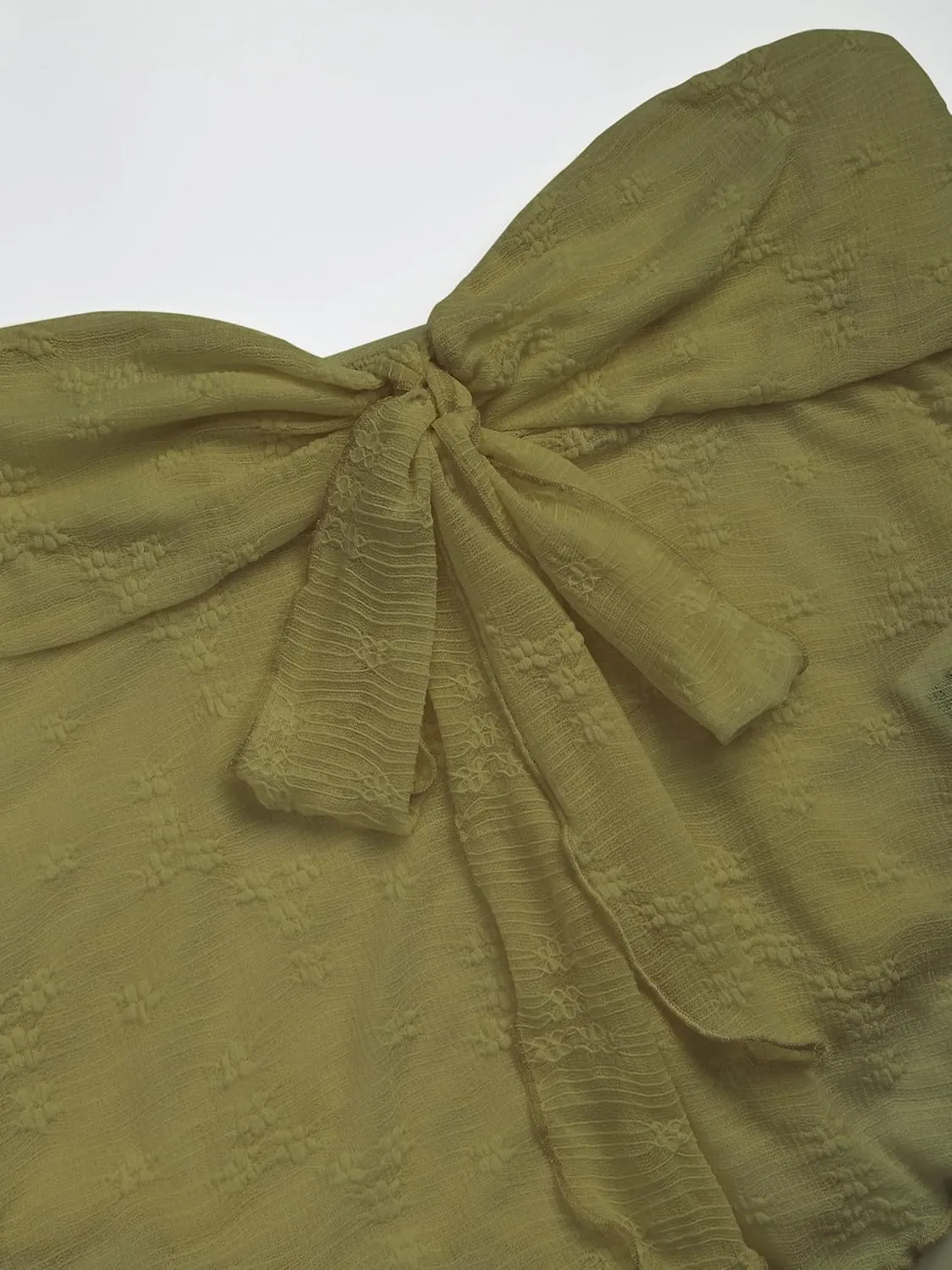CIDER Summer Tube Tops for Women Floral Tie Front Cute Tops Sexy Going Out Tops Trendy Strapless Mesh Flowy Top Casual
