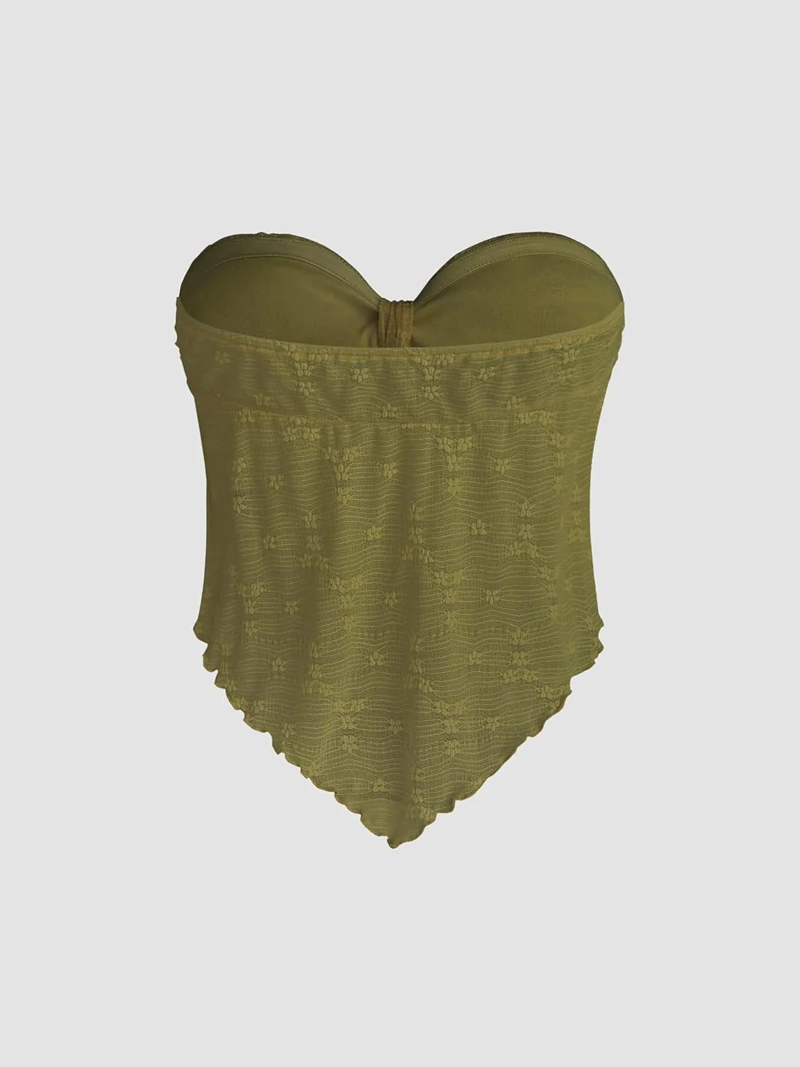 CIDER Summer Tube Tops for Women Floral Tie Front Cute Tops Sexy Going Out Tops Trendy Strapless Mesh Flowy Top Casual