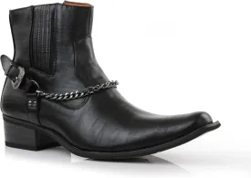 Ferro Aldo Alejandro MFA606326 Mens Memory Foam Casual High Western Buckle Strap Ankle Dress Boots