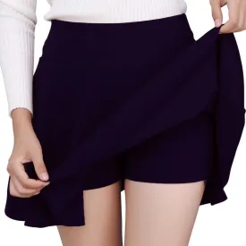 Girl's/Women's Classic Stretchy All Time Trendy Skater Skirt with Attached Inner Shorts and Flared Inskirt