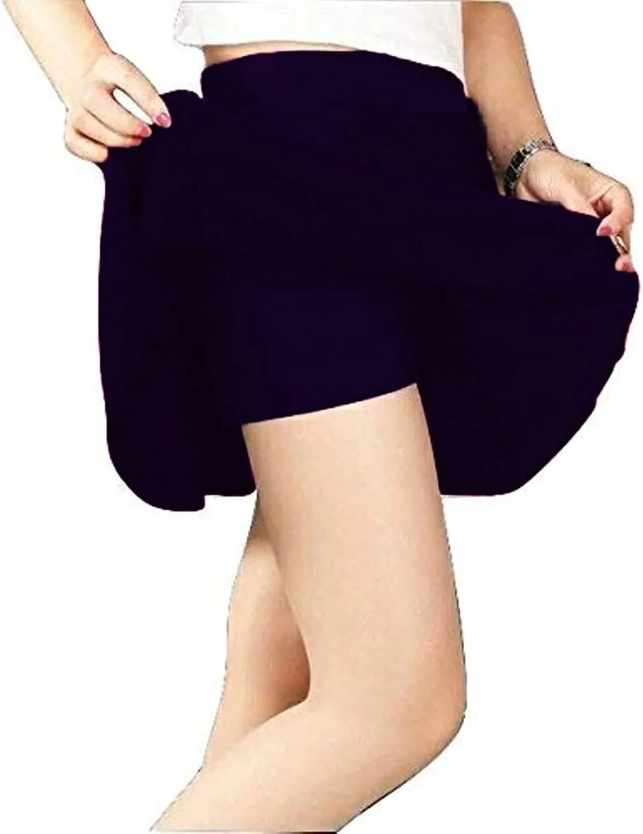 Girl's/Women's Classic Stretchy All Time Trendy Skater Skirt with Attached Inner Shorts and Flared Inskirt