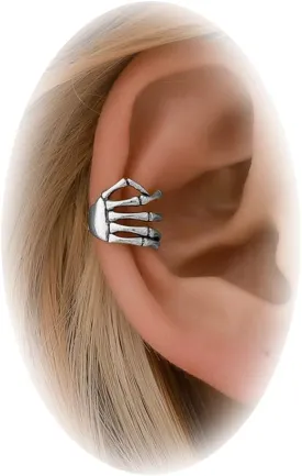 Halloween Skeleton Hand Ear Cuffs Gothic Skull Finger Ear Cuffs Clip Earrings for Women Halloween Theme Party