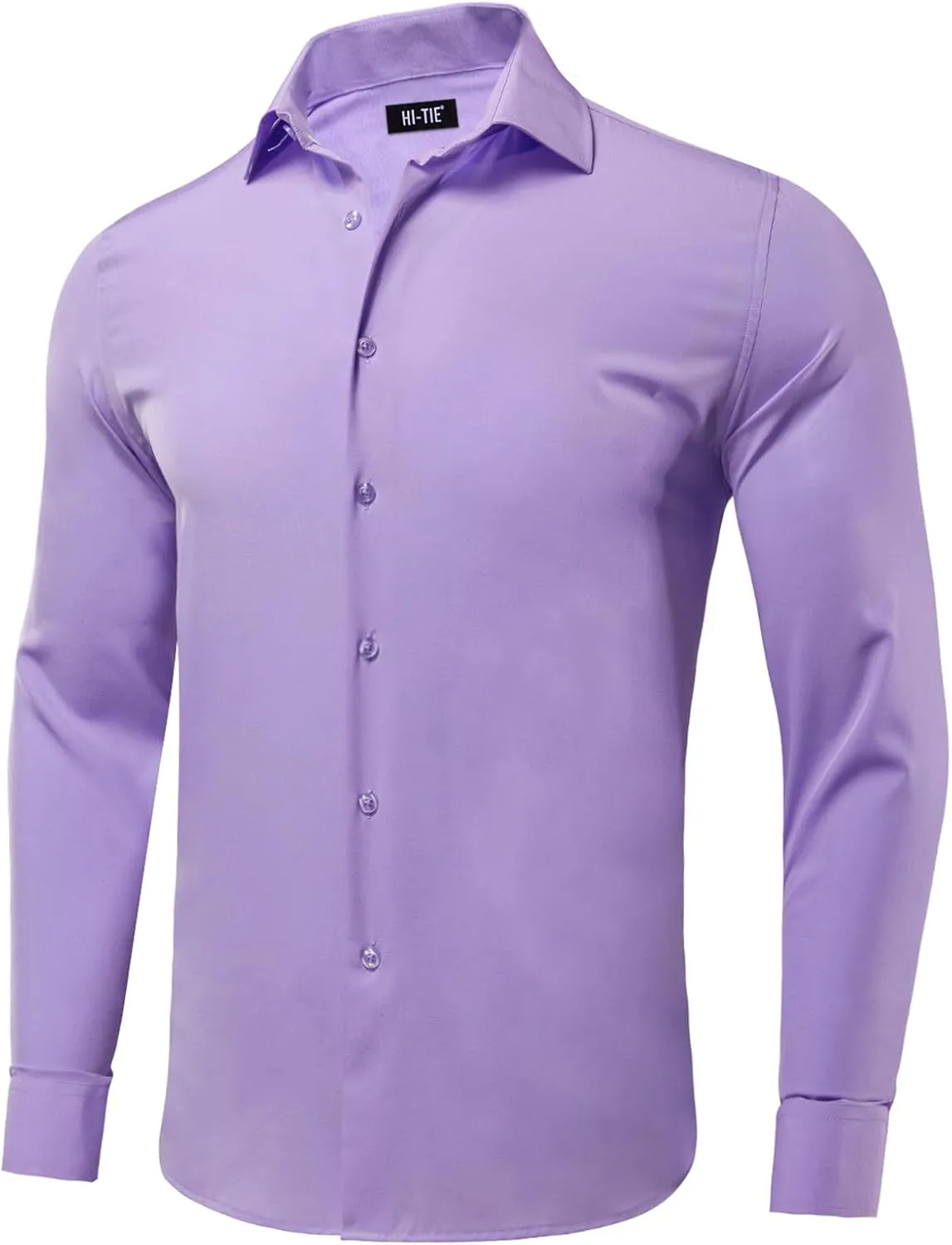 Hi-Tie Men's 4 Way Stretch Dress Shirts Long Sleeve Button Down Wrinkle Free Casual Formal Dress Shirt for Men