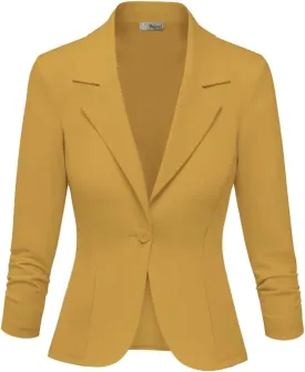 Hybrid & Company Women's Lightweight Casual Work Office Stretch Ponte Cardigan Blazer Jacket Made in USA