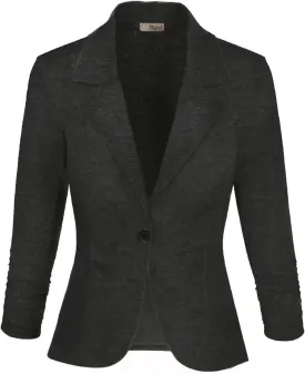 Hybrid & Company Women's Lightweight Casual Work Office Stretch Ponte Cardigan Blazer Jacket Made in USA