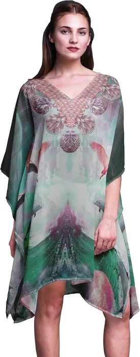 Ladies Plus Size Kaftan Summer Wear Beach Coverup Kimono Kaftan
