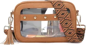 LOXOMU Clear Stadium Bag for Women - Small Crossbody Purse with Guitar Strap, Stadium Event Bag