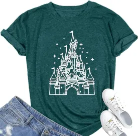 Magic Castle Shirt for Women Cute Kingdom Graphic Tshirt Casual Holiday Vacation Short Sleeve Tee Tops