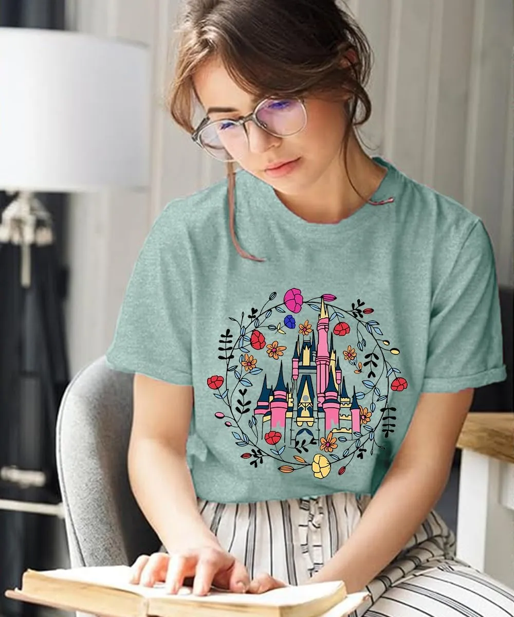 Magic Castle Shirt for Women Cute Kingdom Graphic Tshirt Casual Holiday Vacation Short Sleeve Tee Tops