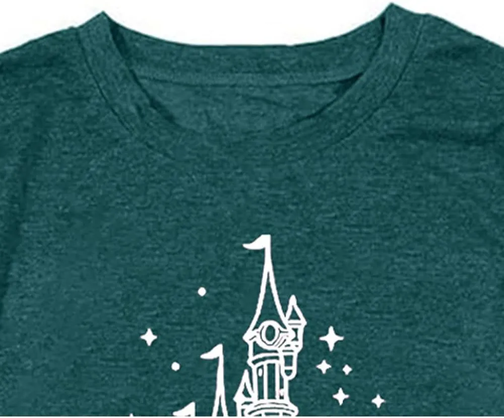 Magic Castle Shirt for Women Cute Kingdom Graphic Tshirt Casual Holiday Vacation Short Sleeve Tee Tops