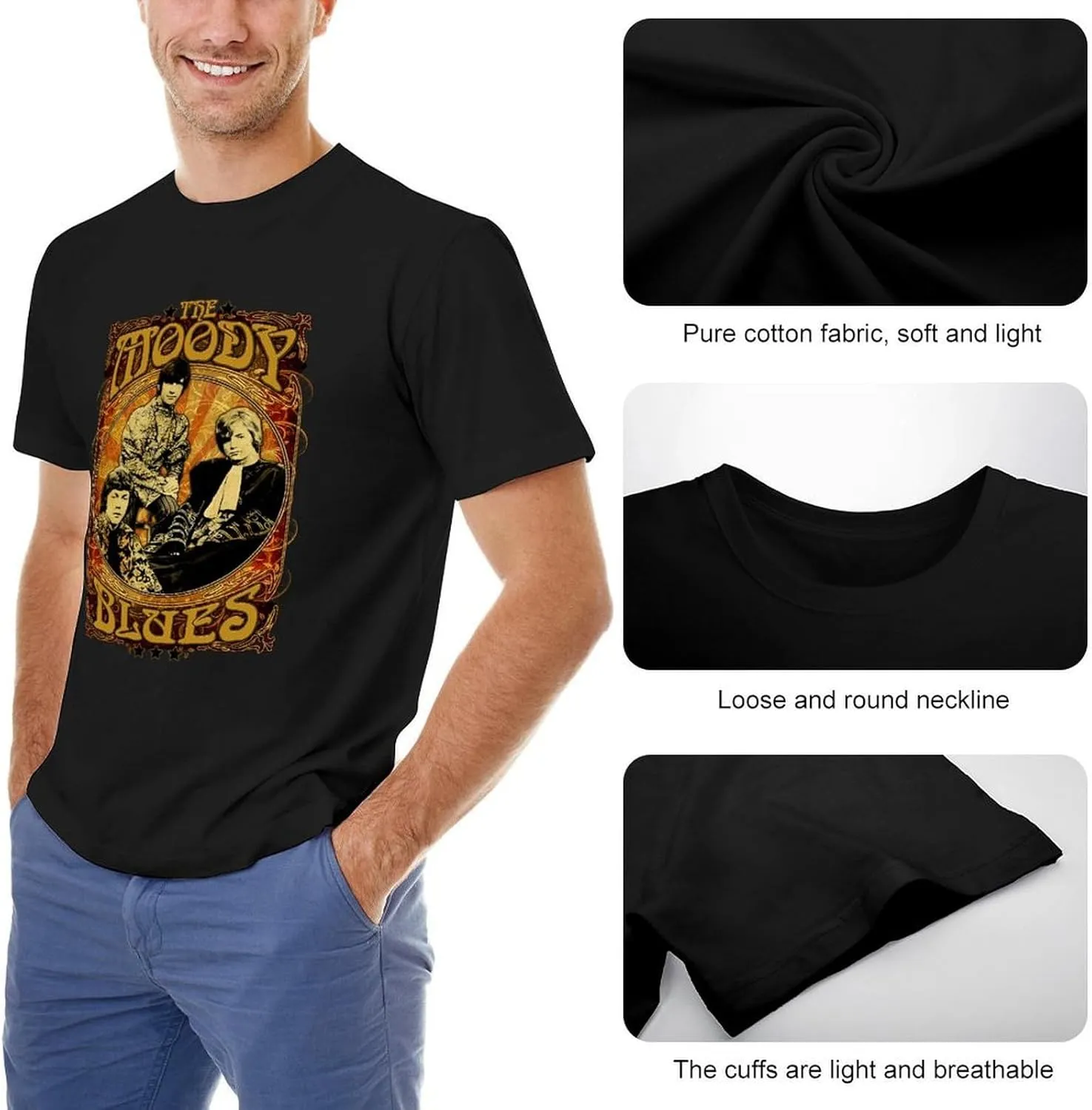 Mens T Shirt Cotton Graphic Crew Neck Short Sleeve Top Tee Fashion Shirts,Gift for Fan