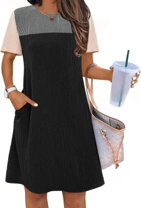 MEROKEETY Women's 2025 Spring Summer Mini Dresses Casual Short Sleeve Crewneck T Shirt Shift Dress