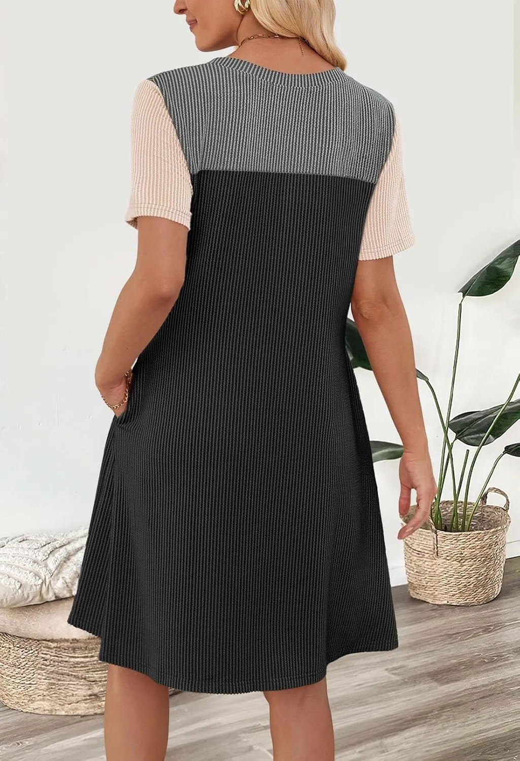 MEROKEETY Women's 2025 Spring Summer Mini Dresses Casual Short Sleeve Crewneck T Shirt Shift Dress
