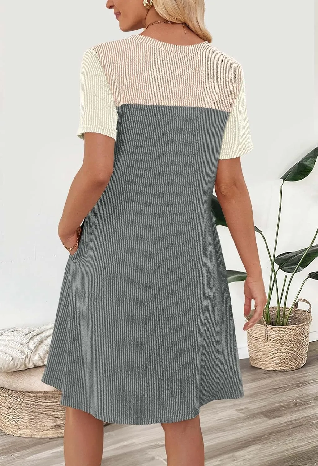 MEROKEETY Women's 2025 Spring Summer Mini Dresses Casual Short Sleeve Crewneck T Shirt Shift Dress