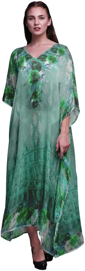 Mughal Monuments Beach Kaftan Bikini Cover up Women Maxi Dress Long Caftan
