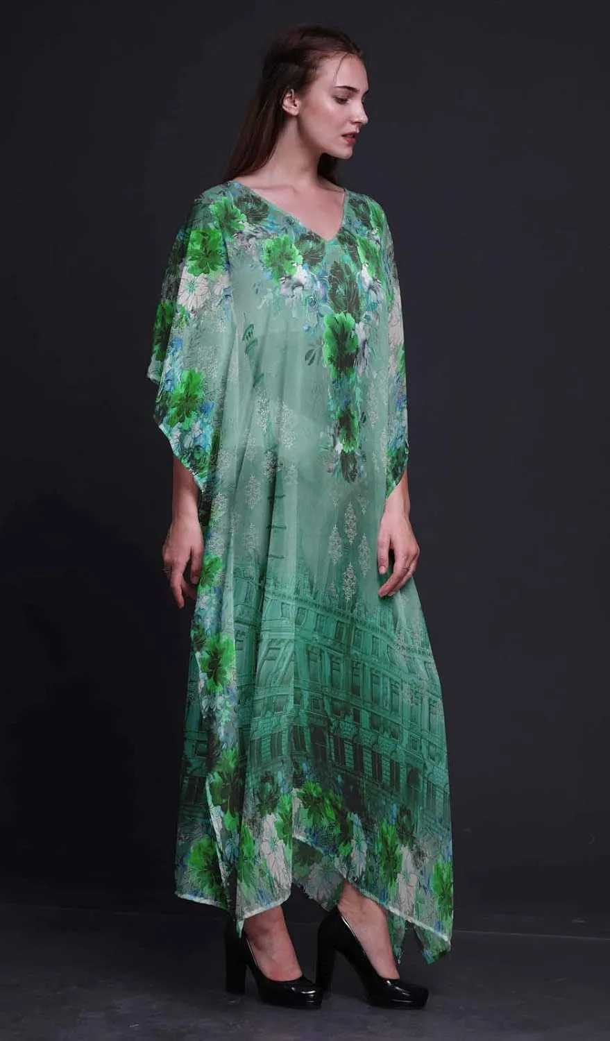 Mughal Monuments Beach Kaftan Bikini Cover up Women Maxi Dress Long Caftan