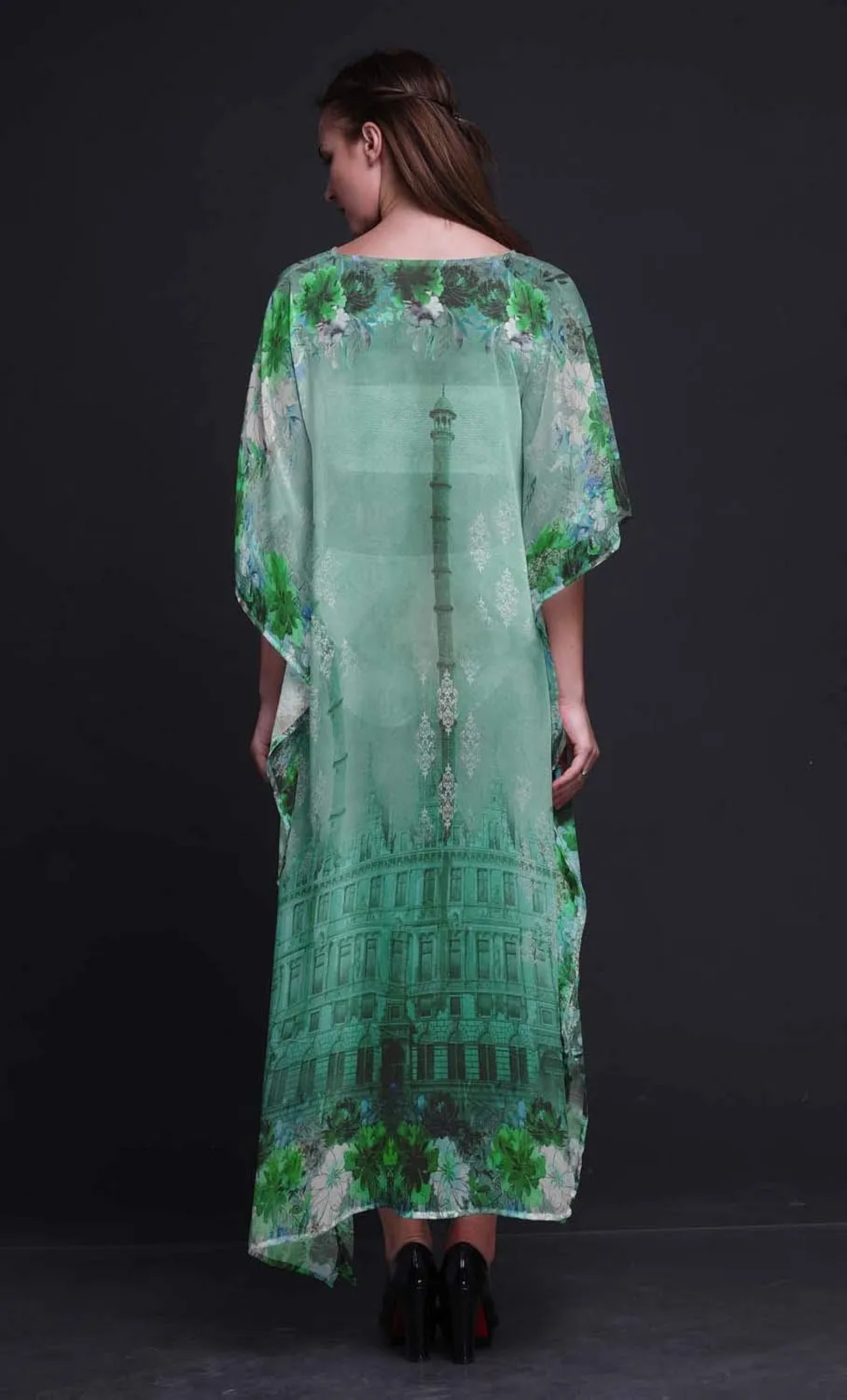 Mughal Monuments Beach Kaftan Bikini Cover up Women Maxi Dress Long Caftan