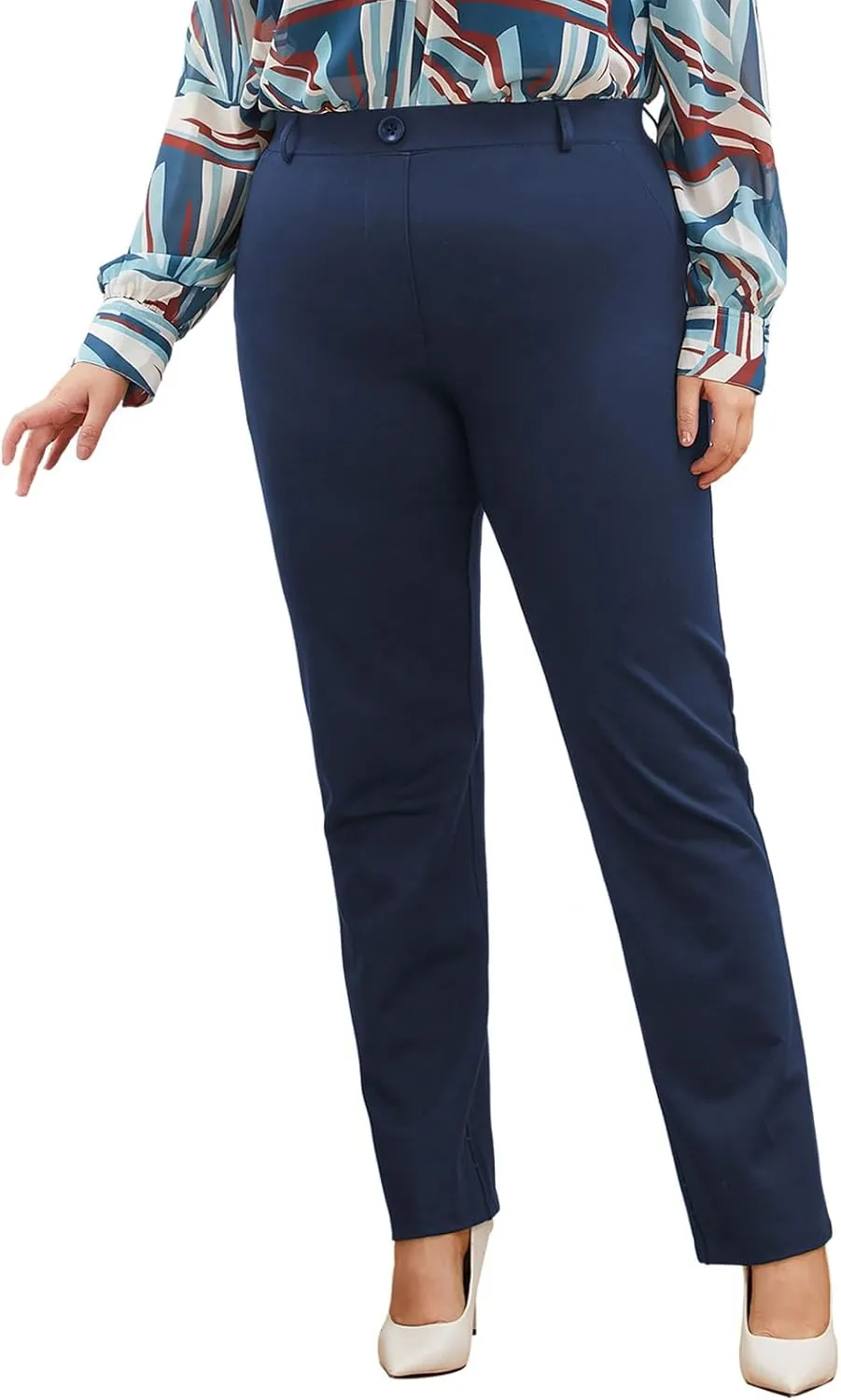 Plus Size Women's Straight-Leg Dress Pants - Slacks for Business Casual,Work Clothes for Office