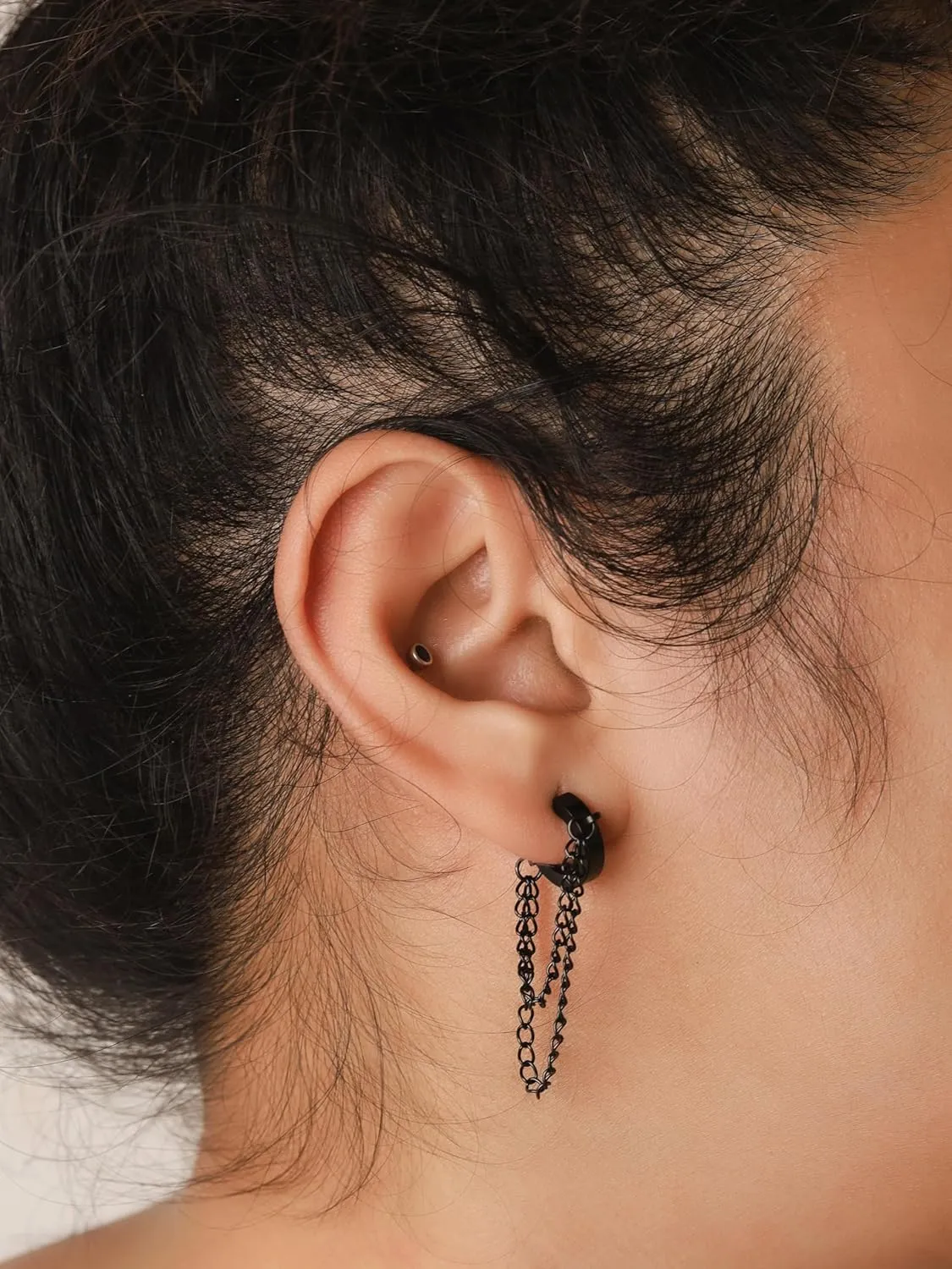 Sacina Huggie Hoop Earrings, Gothic Emo Punk Grunge Earrings, Goth Jewelry, Christmas Jewelry Gifts for Women