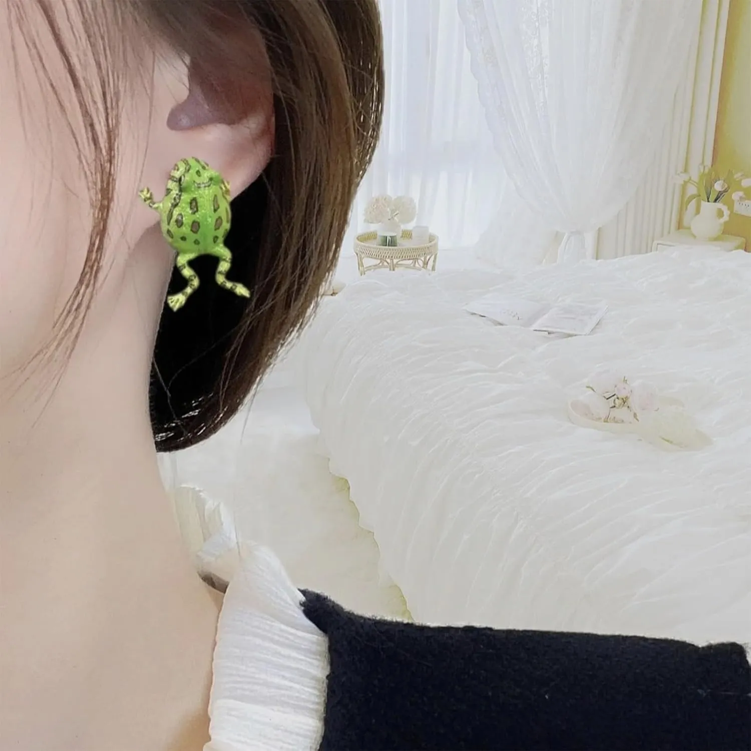 Silver Frog Earrings for Women Vintage Frogs Shaped Stud Earrings Cute Animal Earrings Frog Jewelry for Birthday Christmas