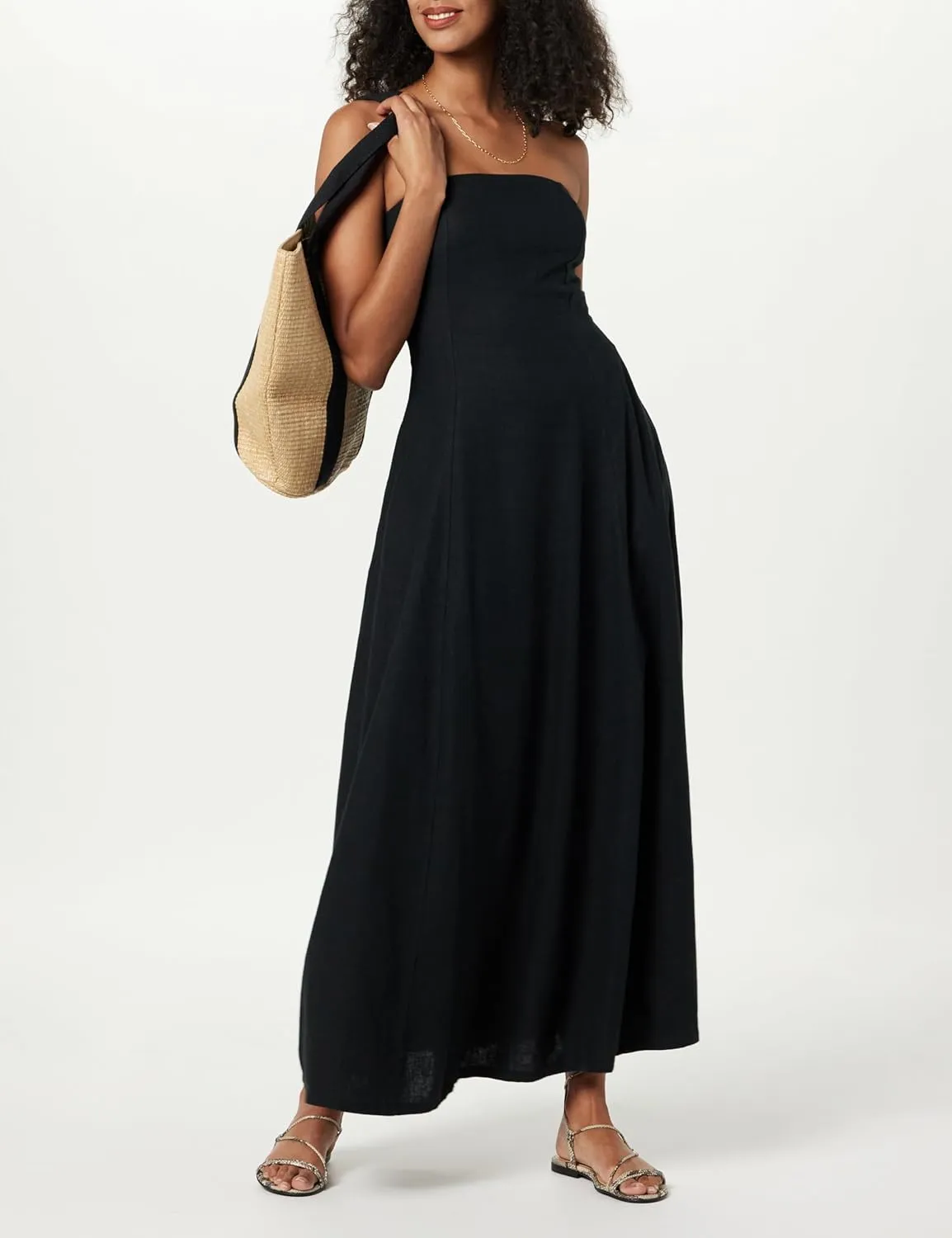 The Drop Women's Carlota Strapless Linen Maxi Dress
