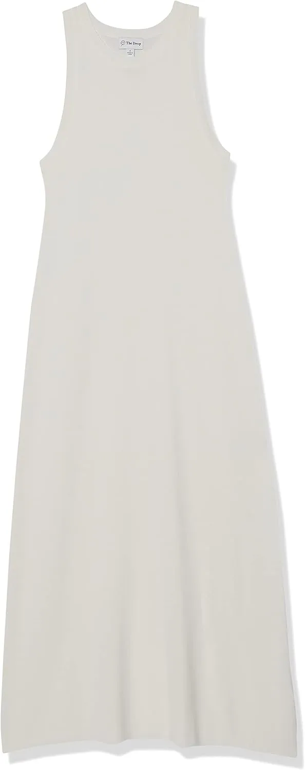 The Drop Women's Gabriela High Neck Cut-in A-line Side-Slit Maxi Sweater Dress