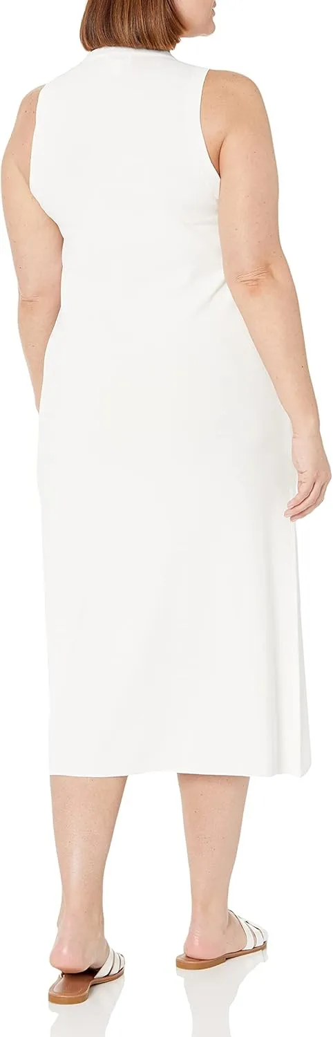 The Drop Women's Gabriela High Neck Cut-in A-line Side-Slit Maxi Sweater Dress