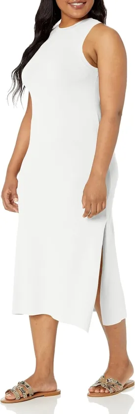 The Drop Women's Gabriela High Neck Cut-in A-line Side-Slit Maxi Sweater Dress