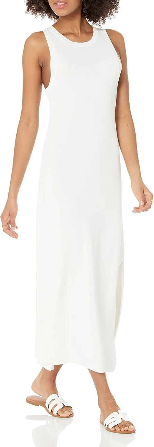 The Drop Women's Gabriela High Neck Cut-in A-line Side-Slit Maxi Sweater Dress