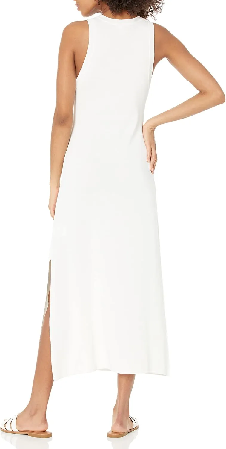 The Drop Women's Gabriela High Neck Cut-in A-line Side-Slit Maxi Sweater Dress