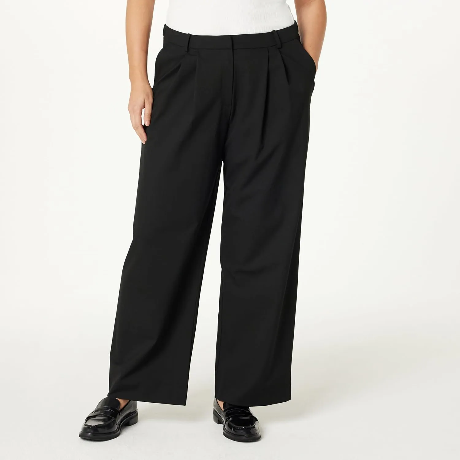 The Drop Women's Nancy Pleat Front Wide Leg Trouser