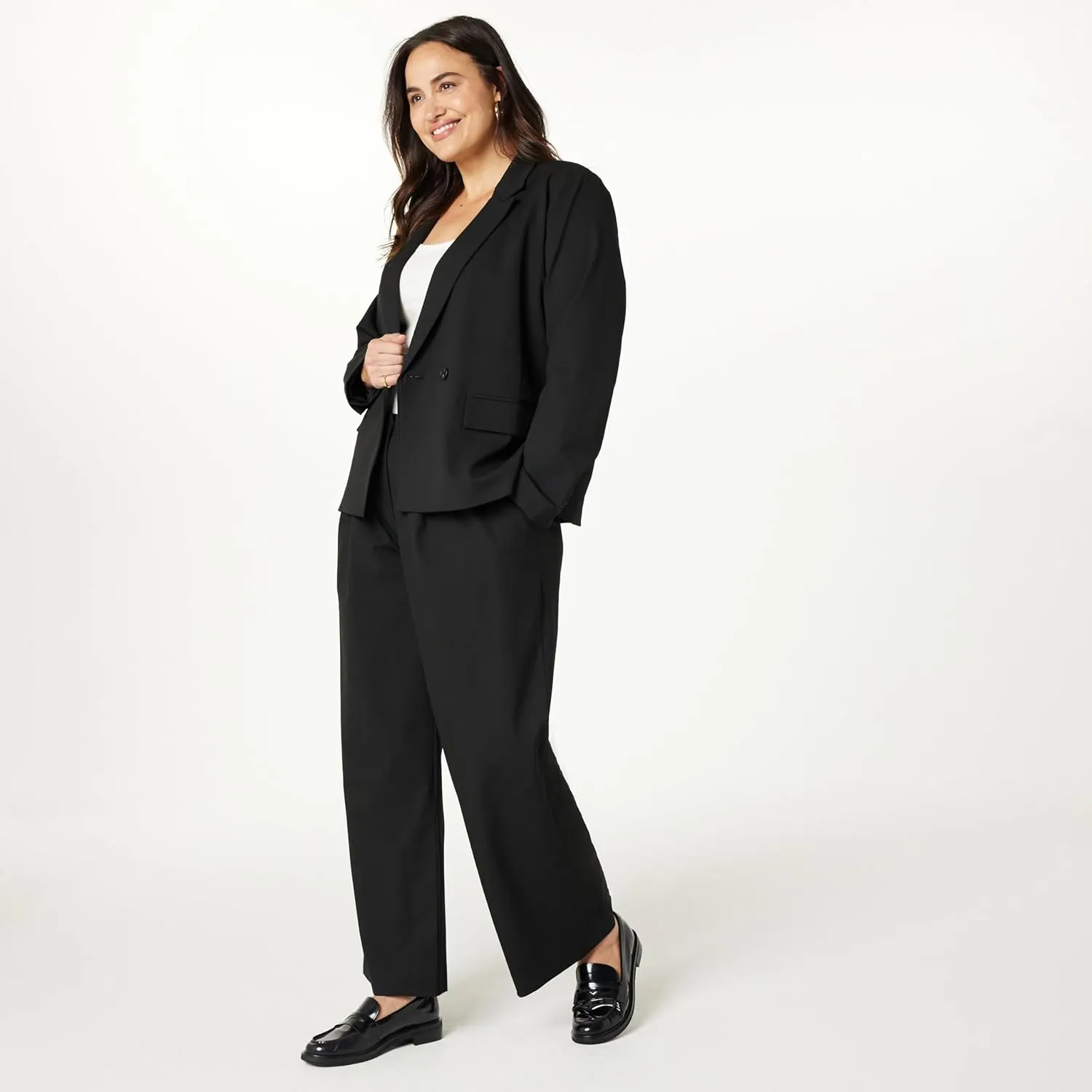 The Drop Women's Nancy Pleat Front Wide Leg Trouser