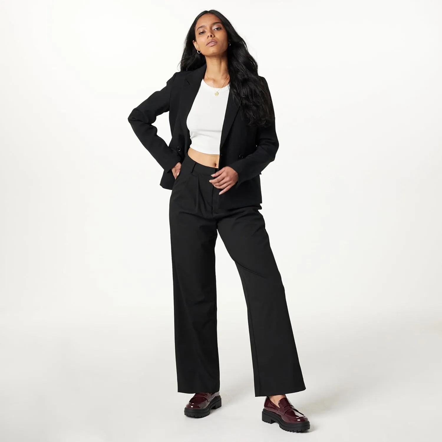 The Drop Women's Nancy Pleat Front Wide Leg Trouser