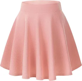 TRENDMALLS Women's Basic Versatile Stretchy Flared Casual Mini Skater Skirt